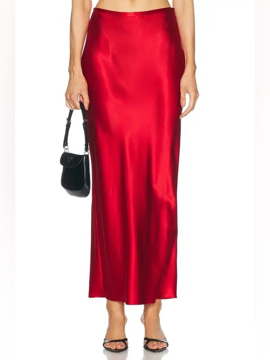 Fleur du Mal Dresses & Skirts - Fleur du Mal Rose Valentine Silk Midi Skirt Red Cutout Back Size M NWT